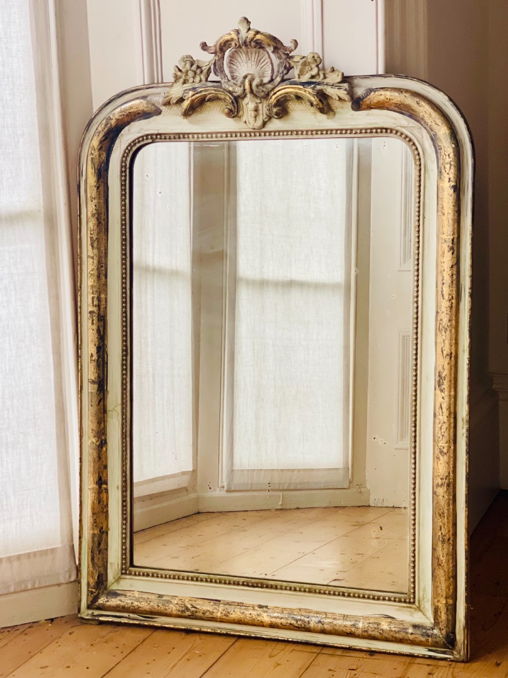 19th century French Louis XV gilt and gesso mirror