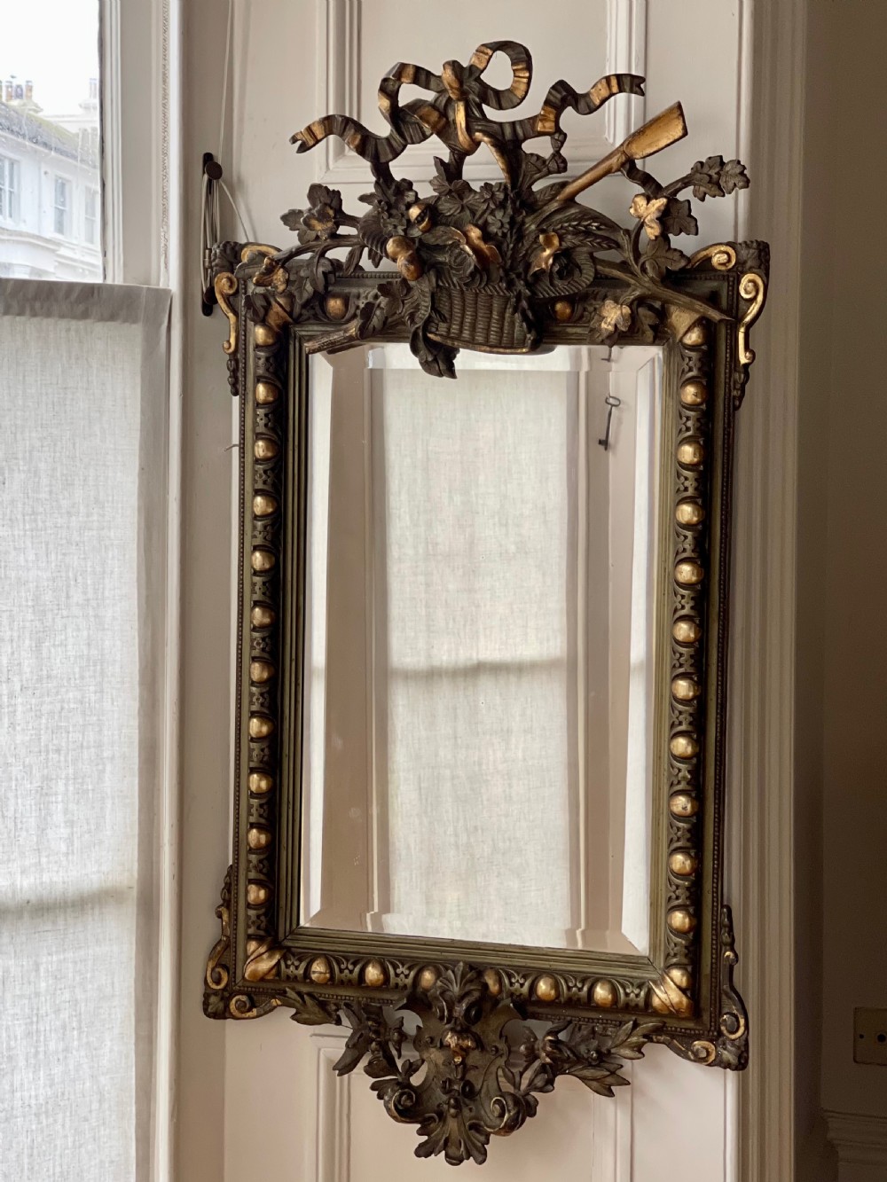 Antique French gilt mirror - bevelled glass