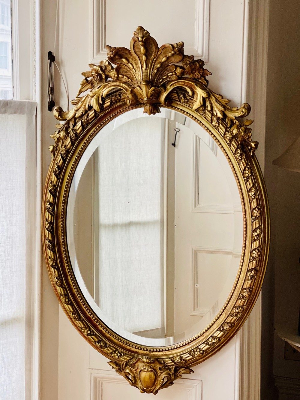 Antique French gilt oval mirror View II