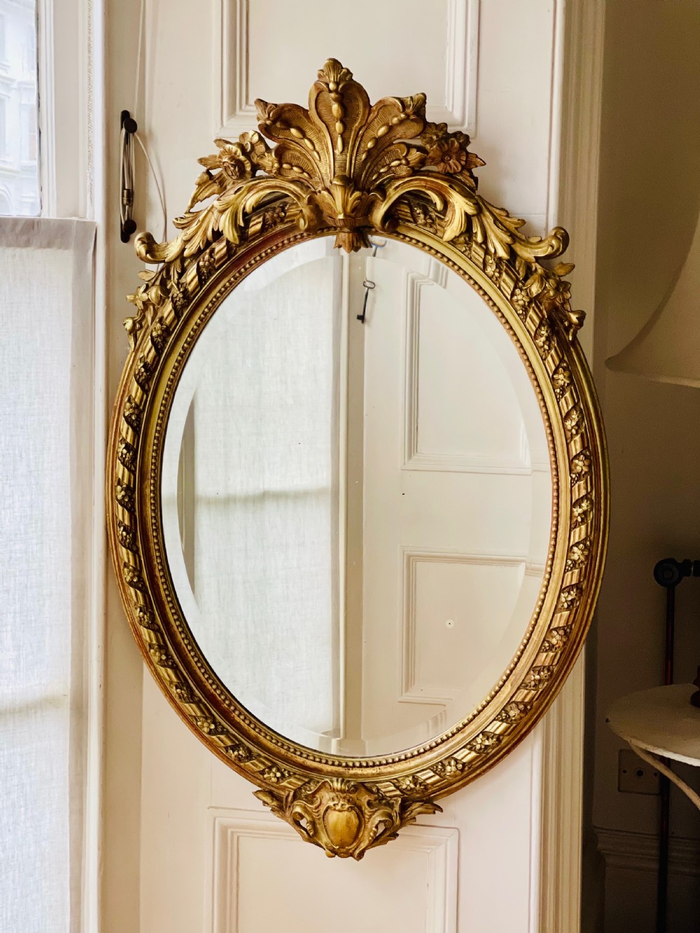 Antique French gilt oval mirror View III