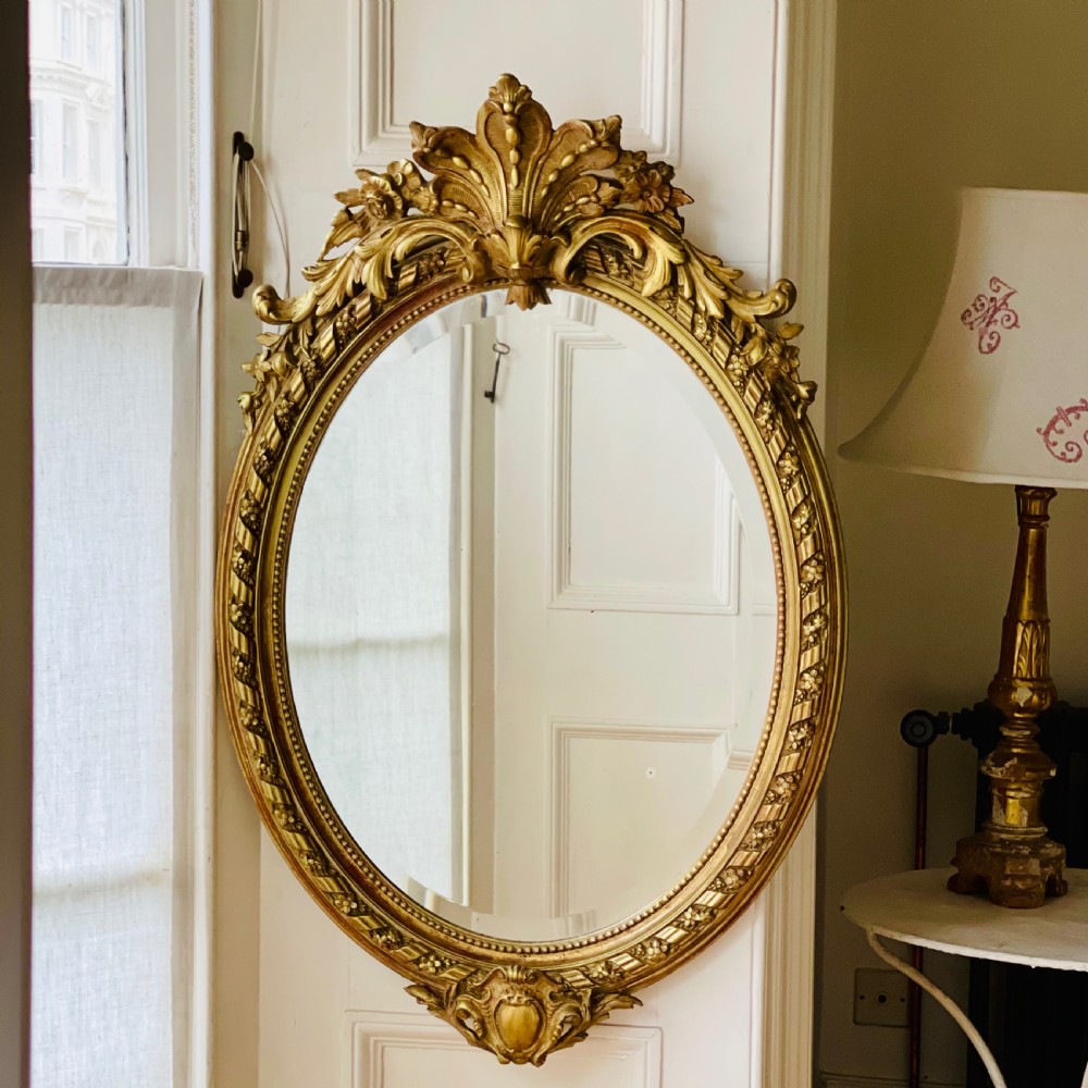 Antique French gilt oval mirror View IV