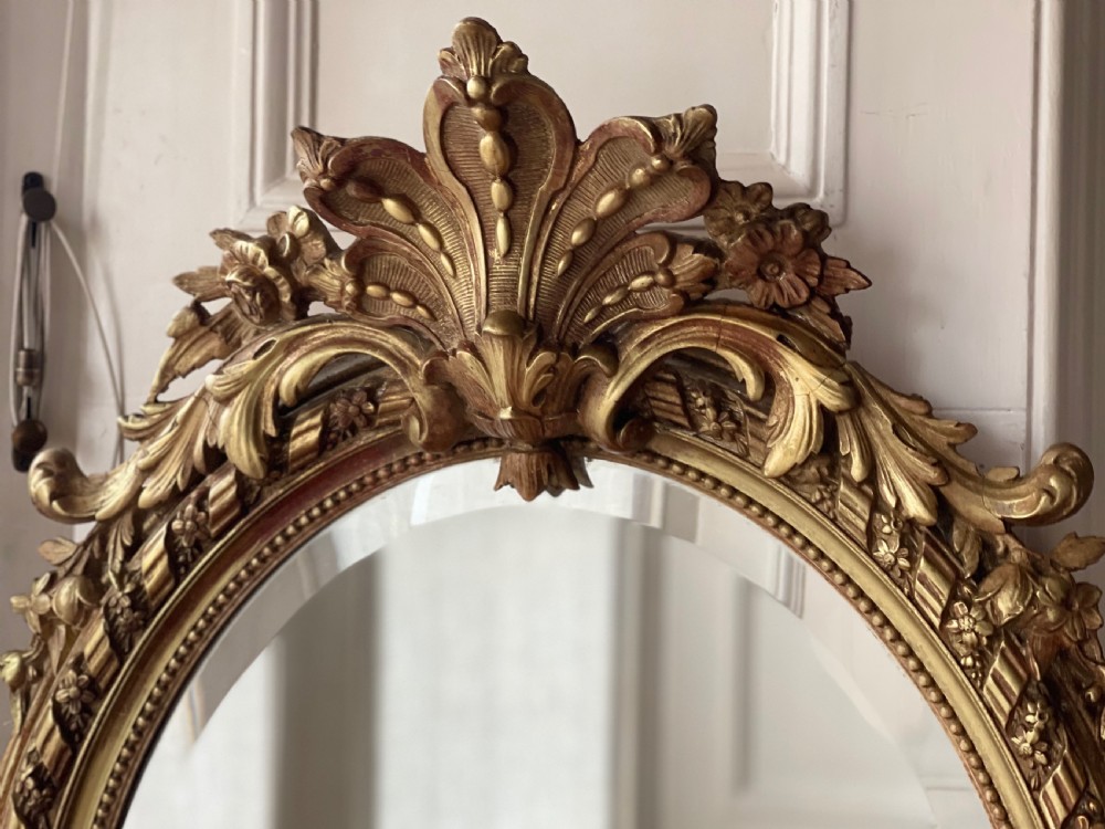 Antique French gilt oval mirror View VI