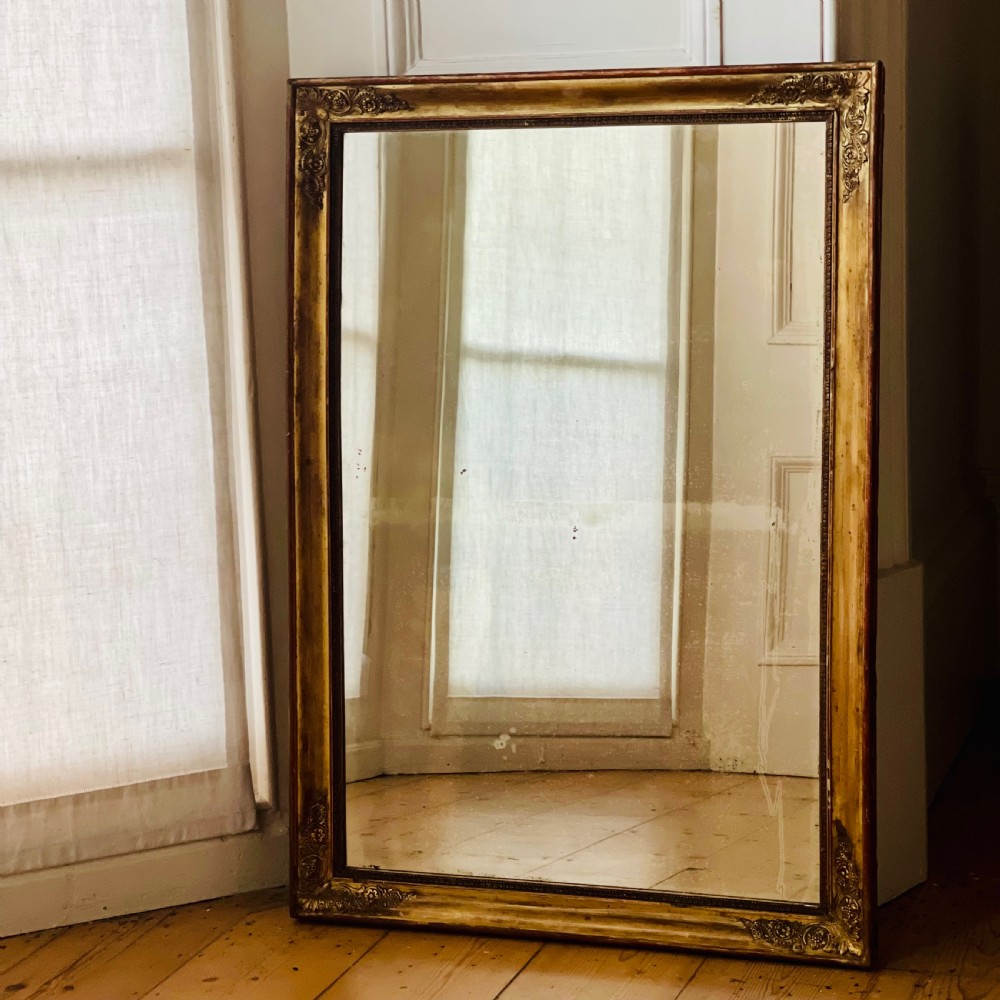 Antique French gilt rectangular mirror 