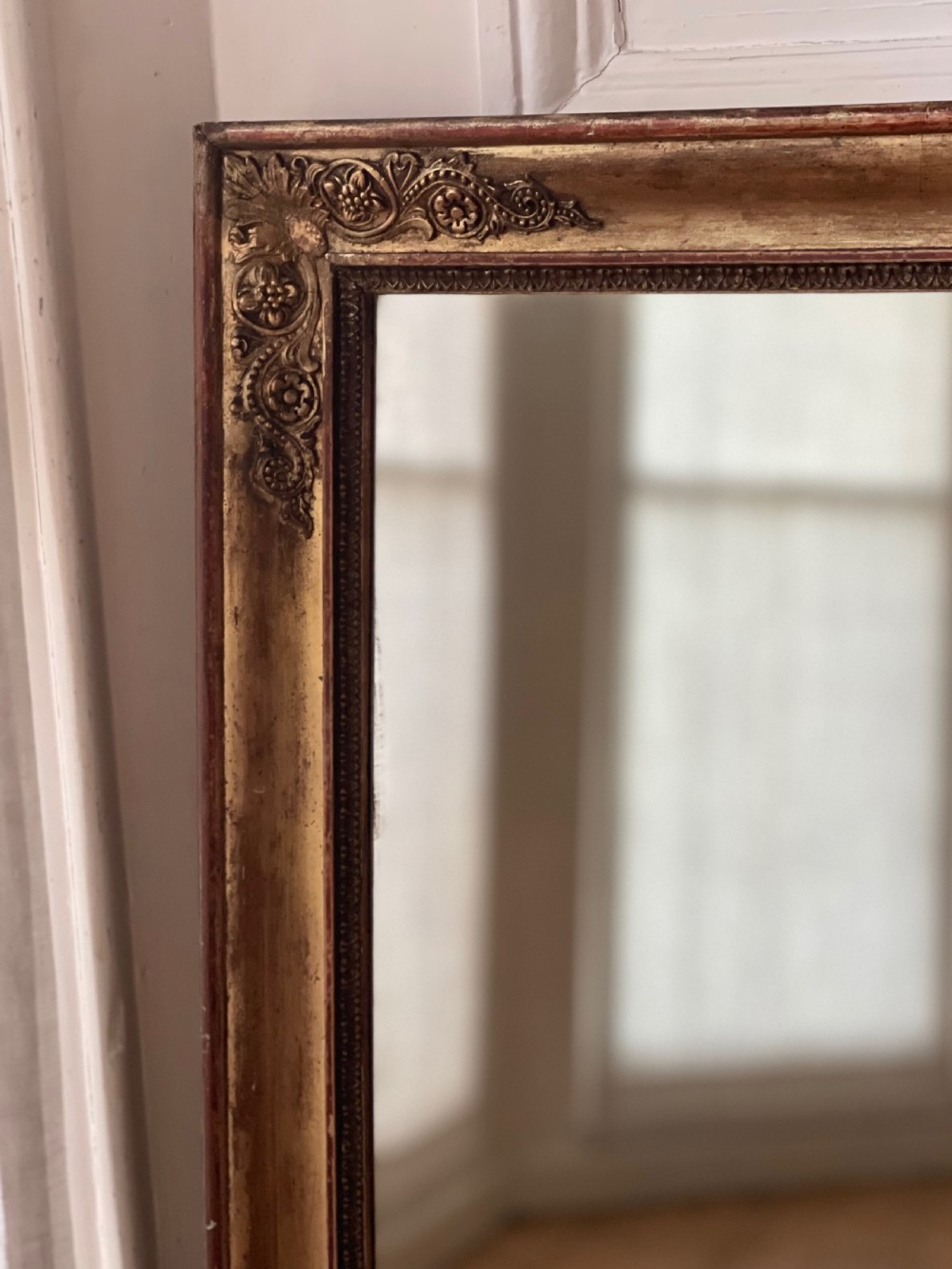 Antique French gilt rectangular mirror  View II