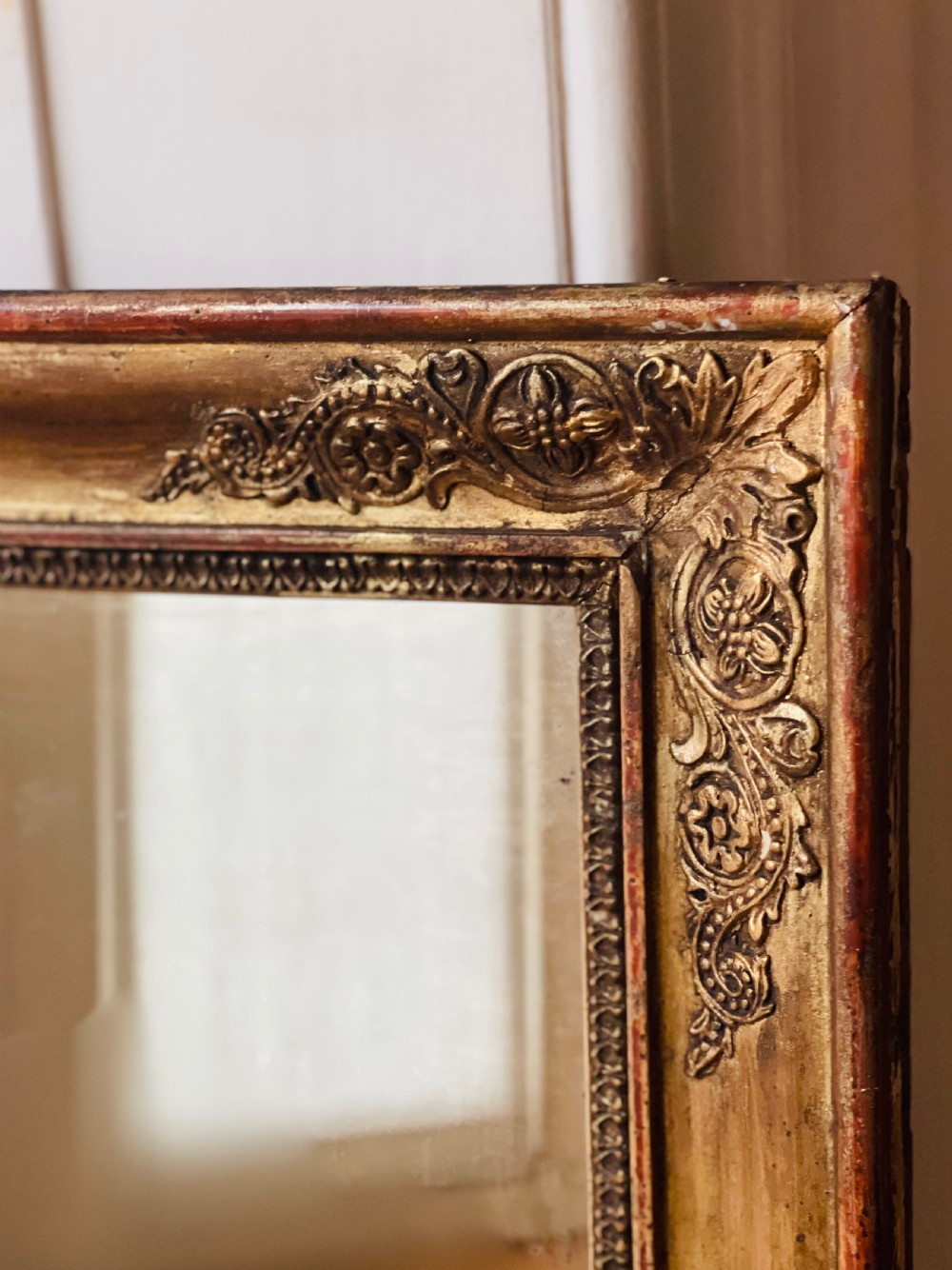 Antique French gilt rectangular mirror  View III
