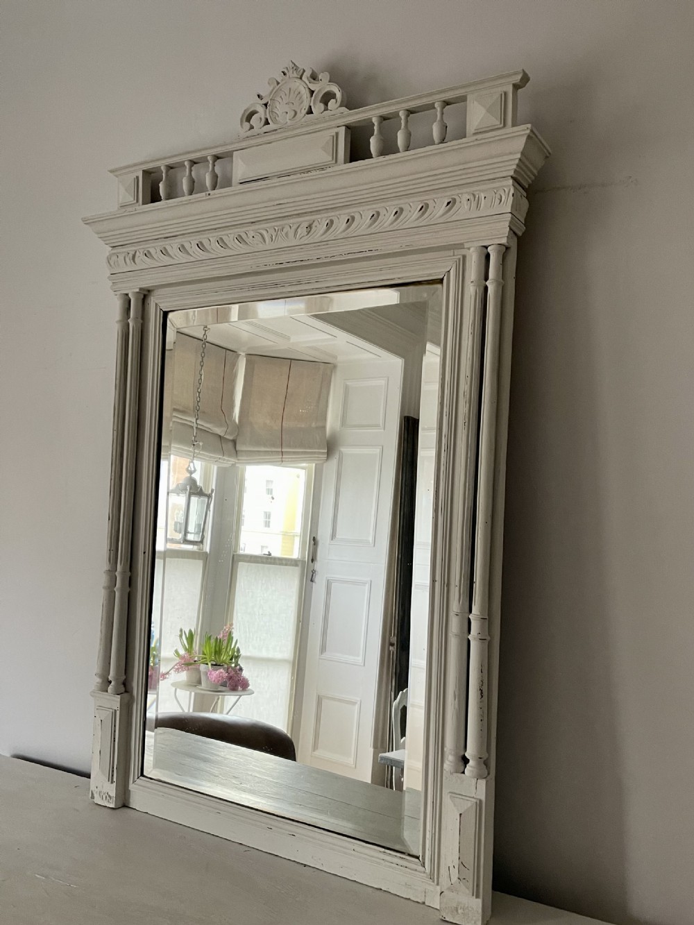 Antique French painted mirror  View V