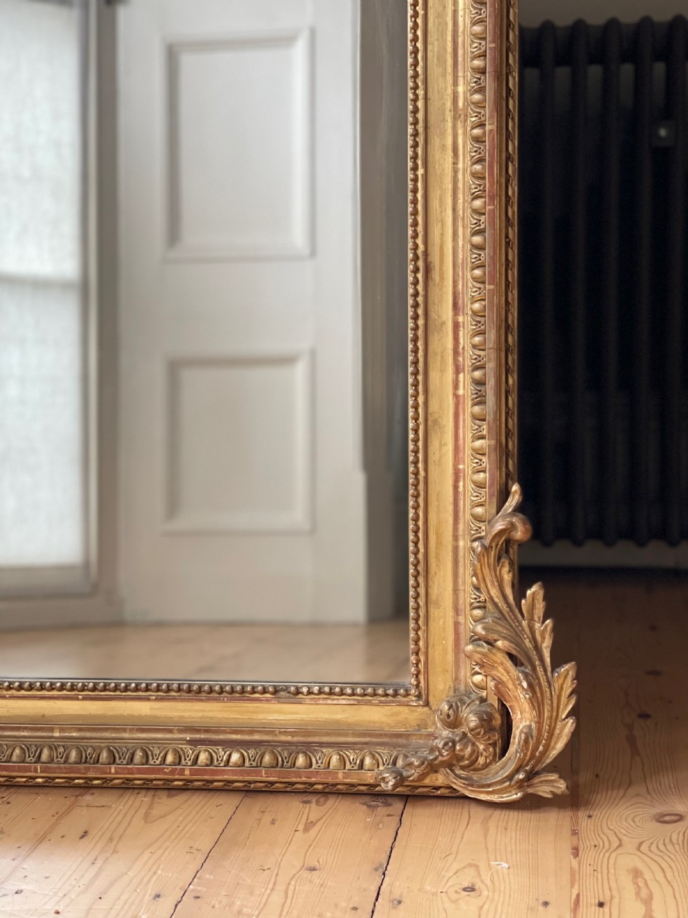19th century French gilt leaner mirror - mercury glass View II