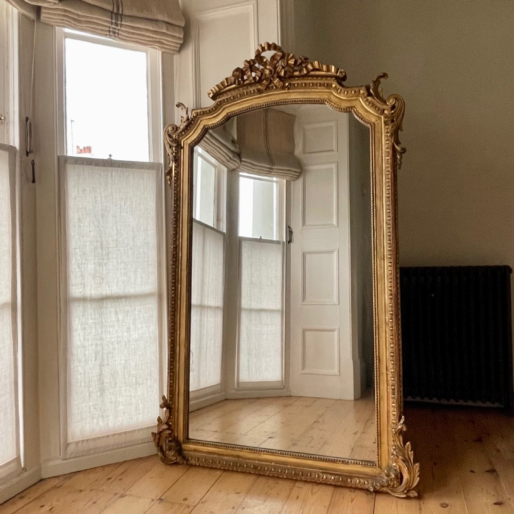 19th century French gilt leaner mirror - mercury glass View IV