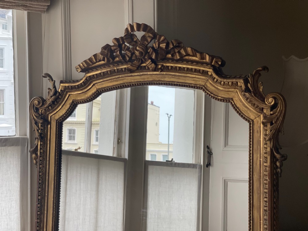 19th century French gilt leaner mirror - mercury glass View X