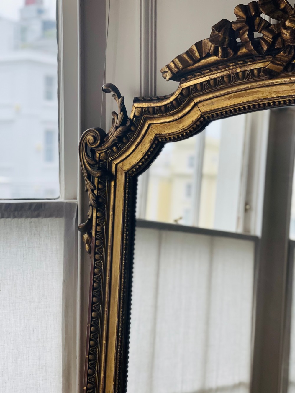 19th century French gilt leaner mirror - mercury glass View XIV