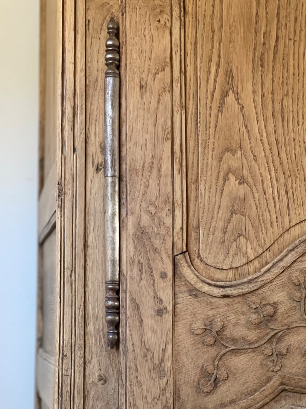 19th century French oak armoire wardrobe with hanging rail View III