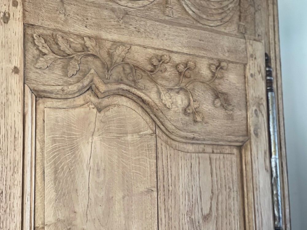 19th century French oak armoire wardrobe with hanging rail View VI