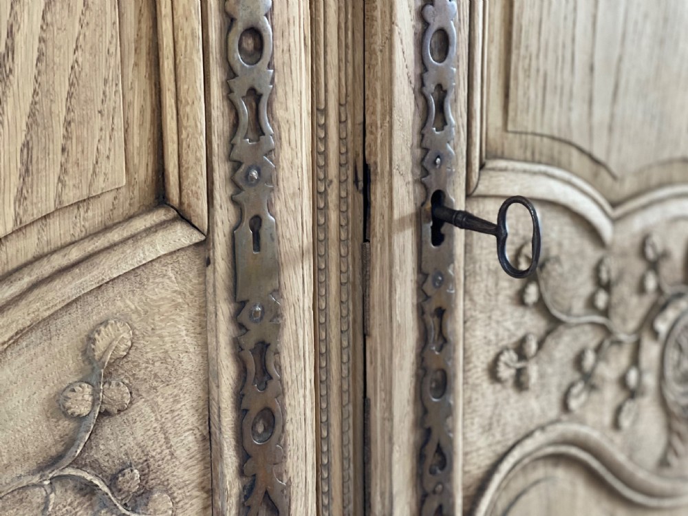 19th century French oak armoire wardrobe with hanging rail View VII