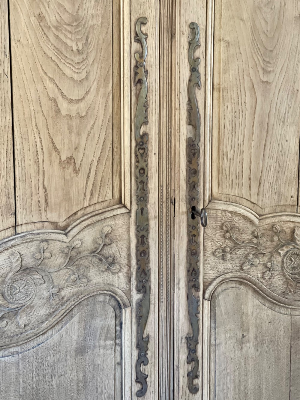 19th century French oak armoire wardrobe with hanging rail View VIII