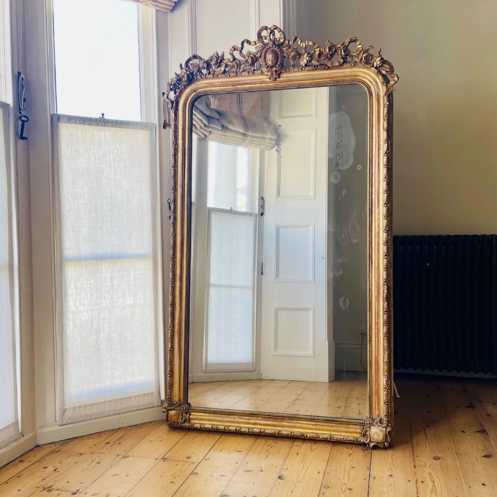 Antique French gilt Louis XVI mirror - mercury glass View VIII