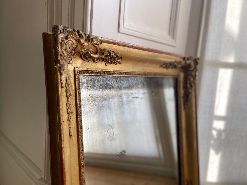 Antique French gilt mirror - mercury glass View II