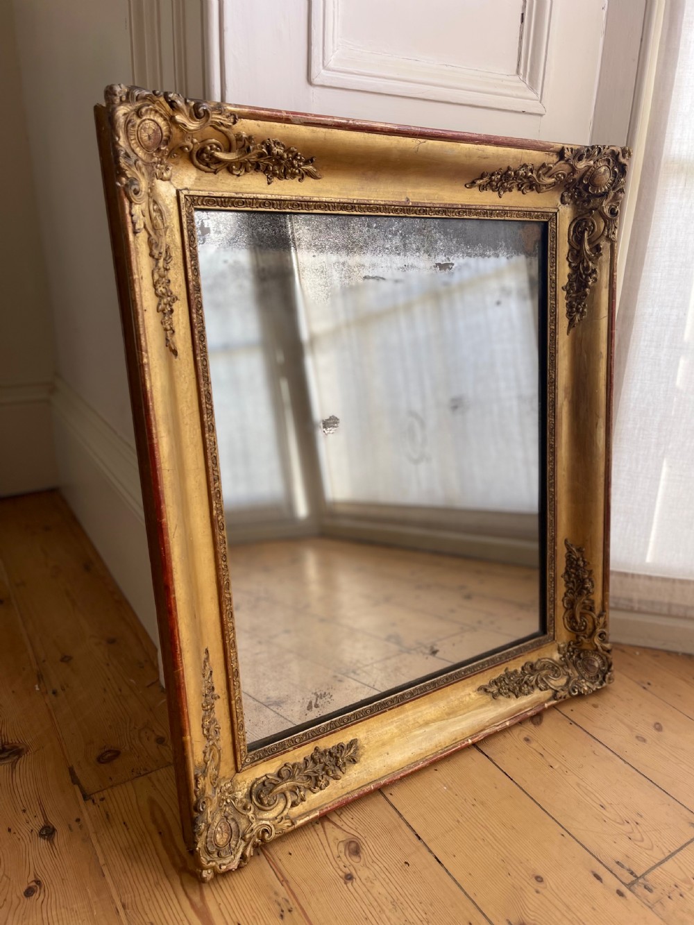 Antique French gilt mirror - mercury glass View III