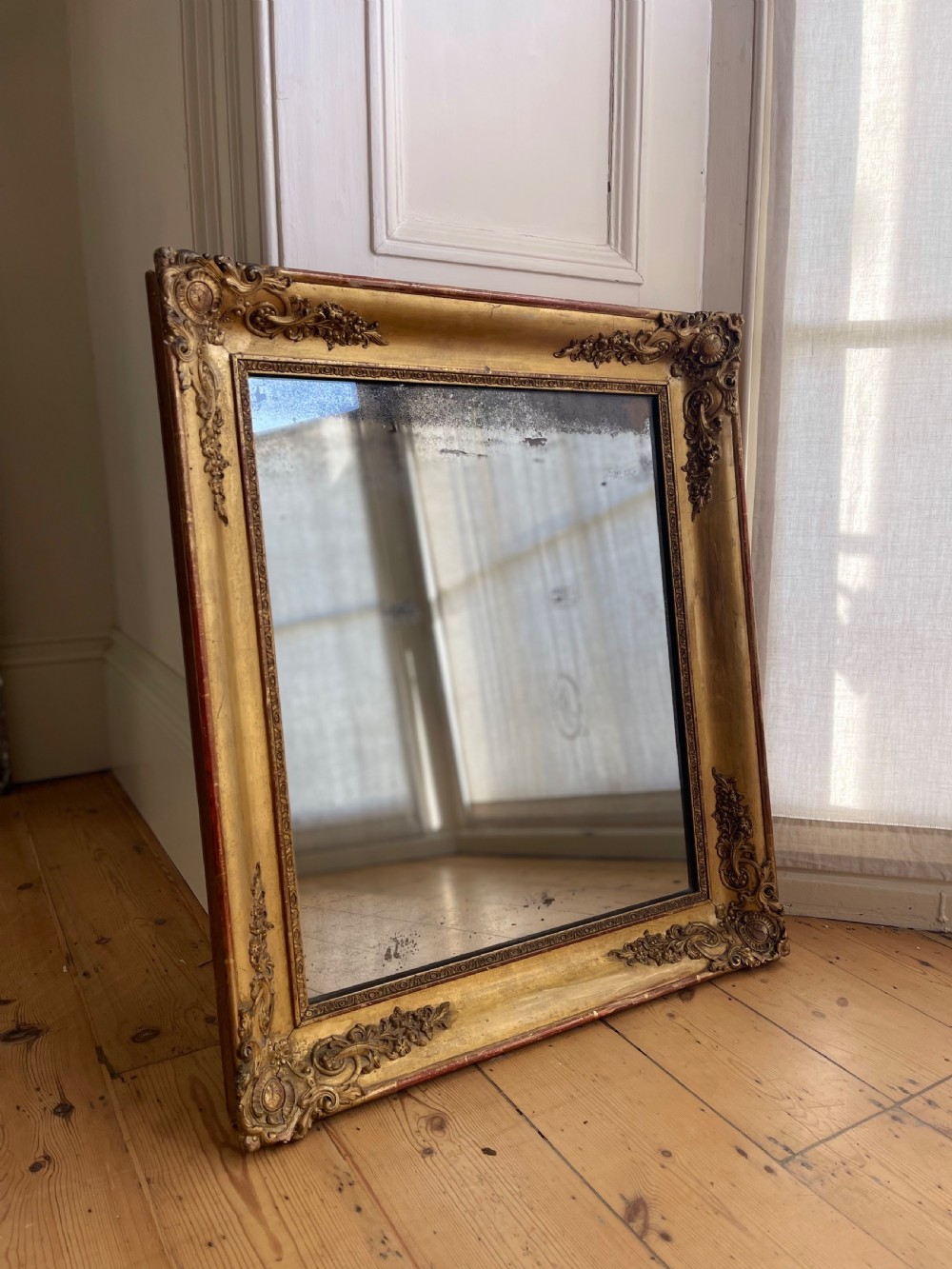 Antique French gilt mirror - mercury glass View VI