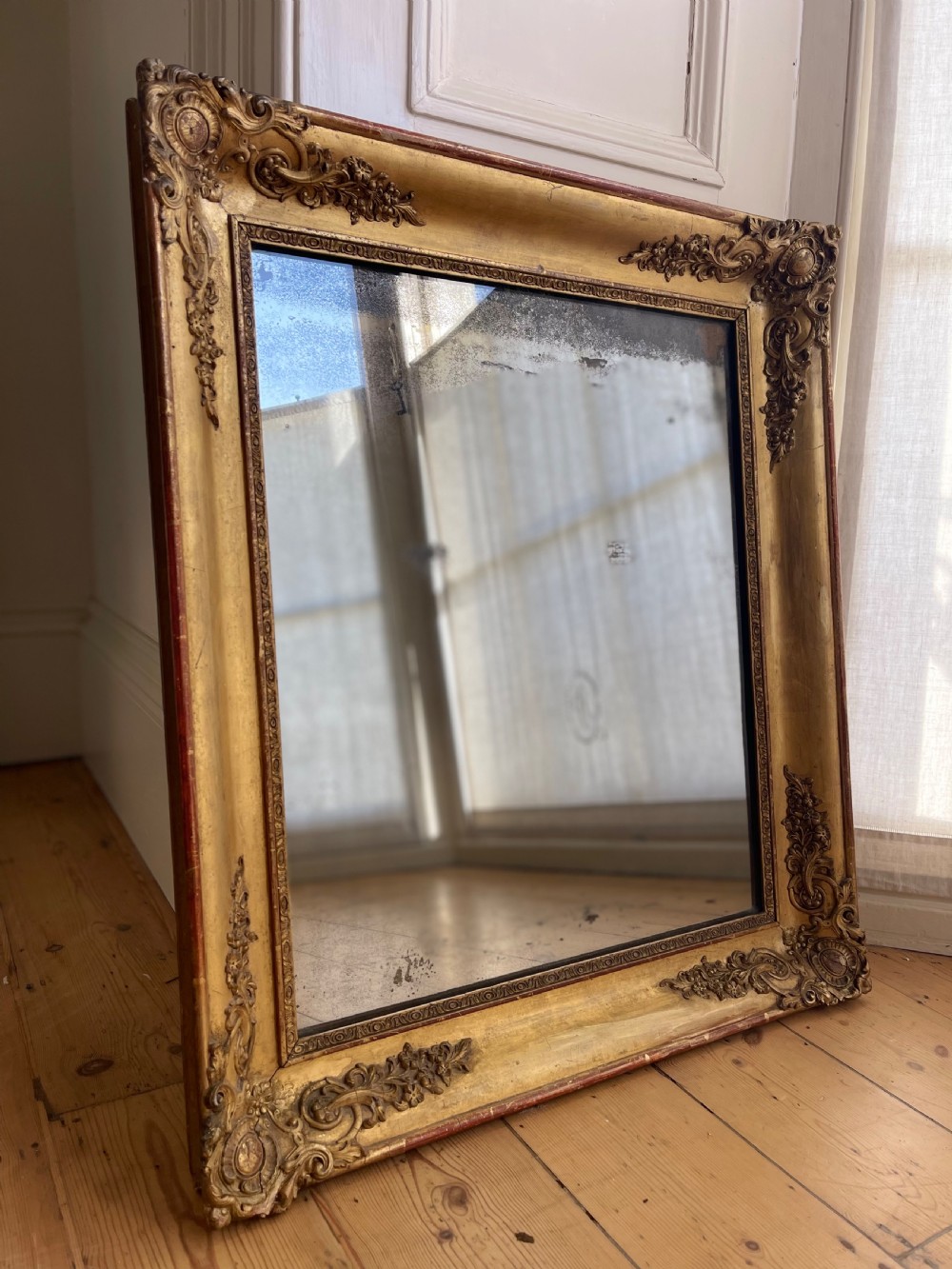 Antique French gilt mirror - mercury glass View VII