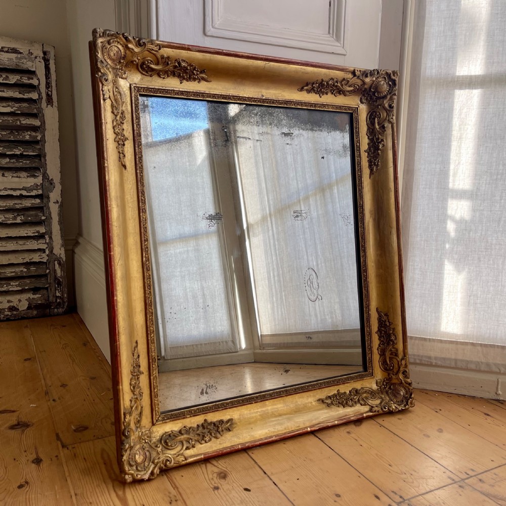 Antique French gilt mirror - mercury glass View VIII