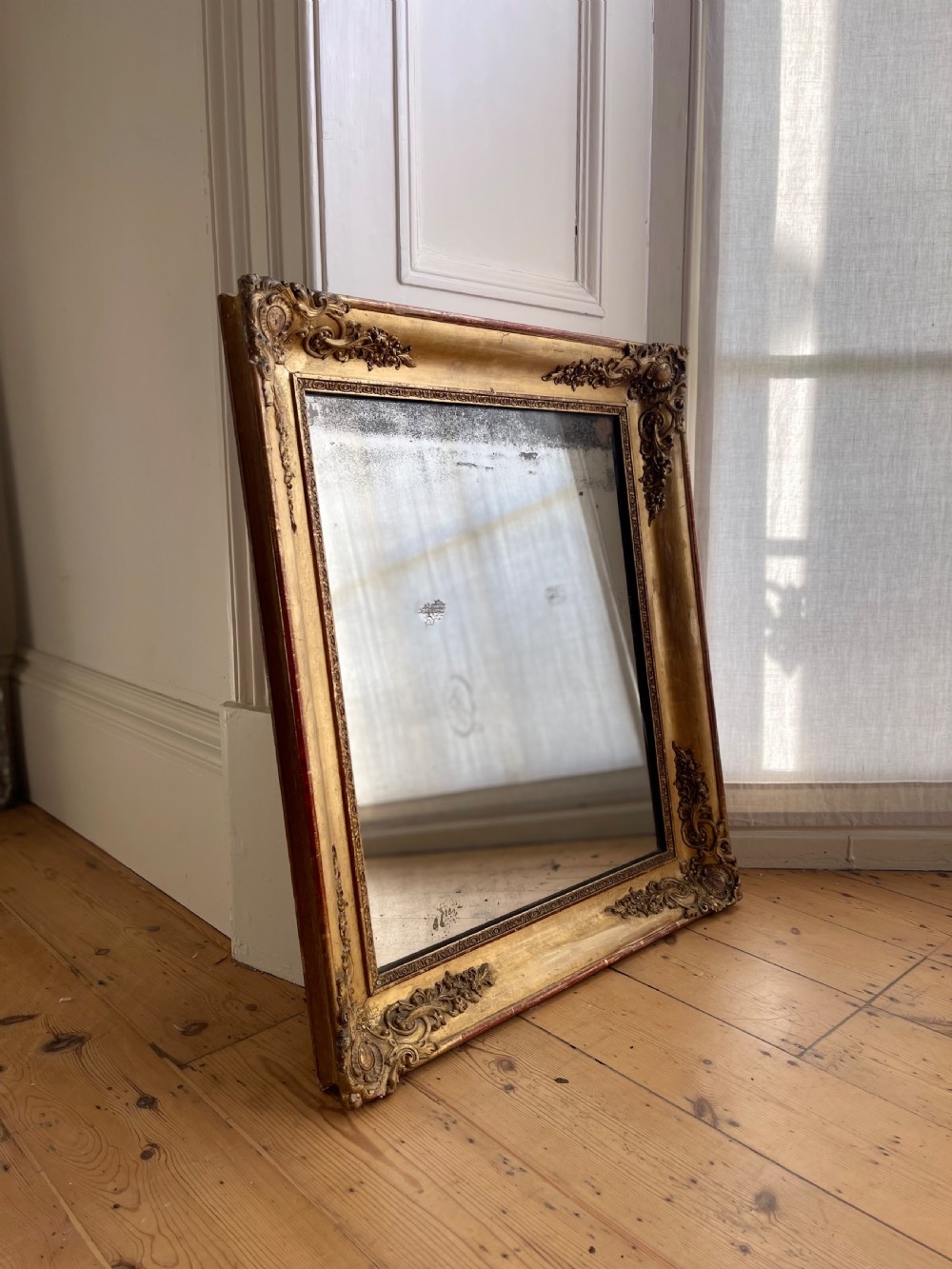 Antique French gilt mirror - mercury glass View IX