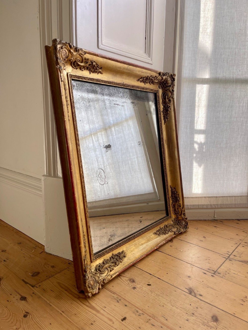 Antique French gilt mirror - mercury glass View XI