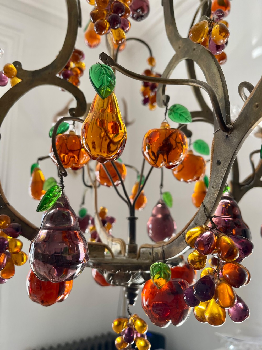 Antique French cage chandelier  View II
