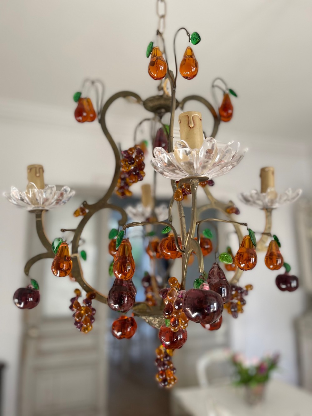 Antique French cage chandelier  View VI