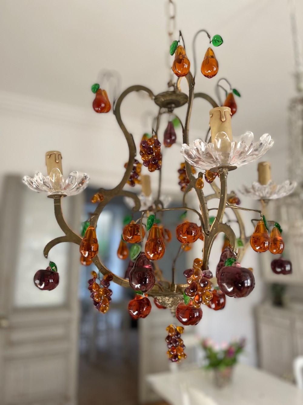 Antique French cage chandelier  View VII
