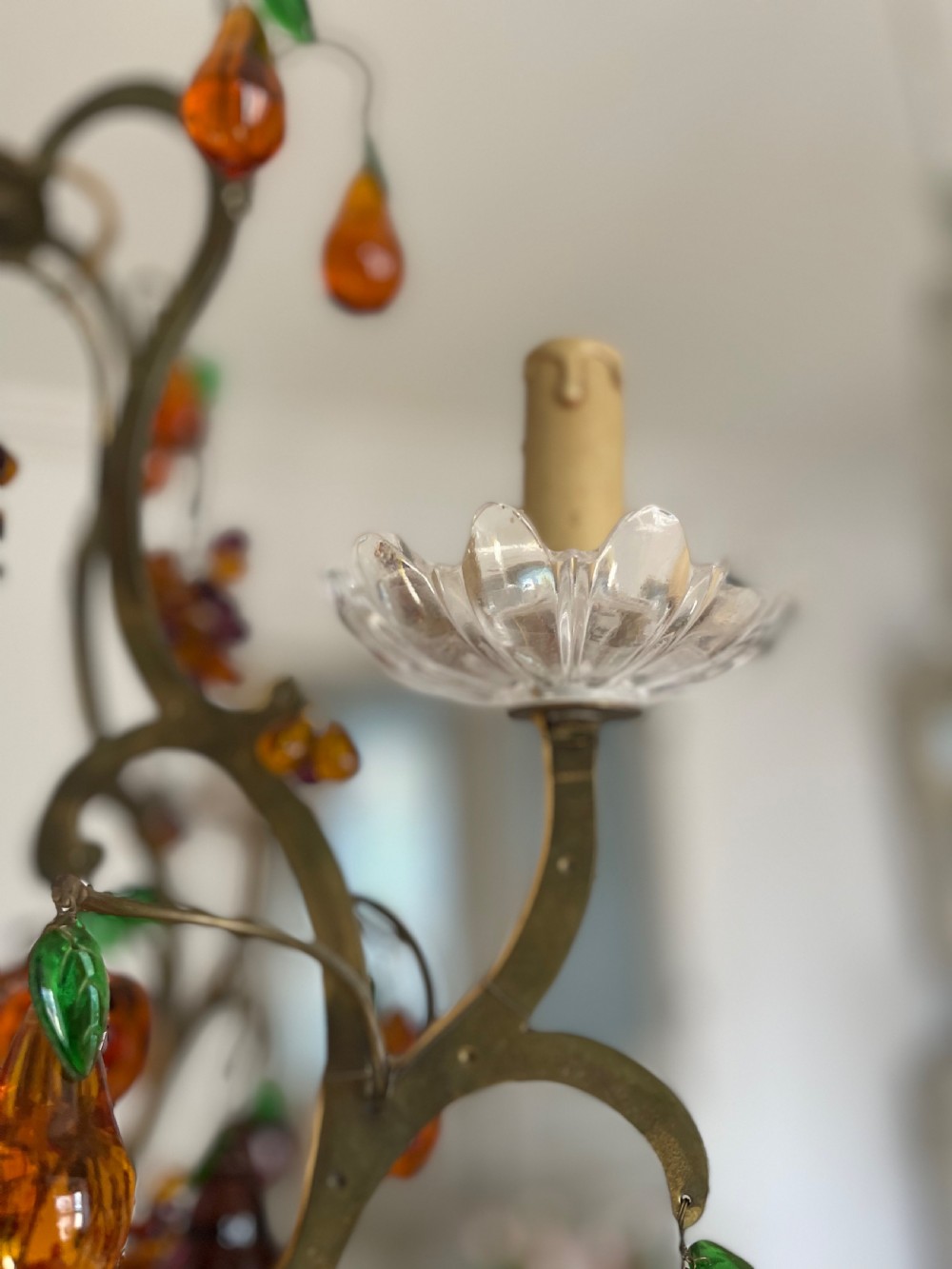 Antique French cage chandelier  View XV