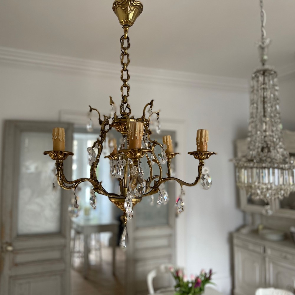 Antique French 6 branch chandelier  View II