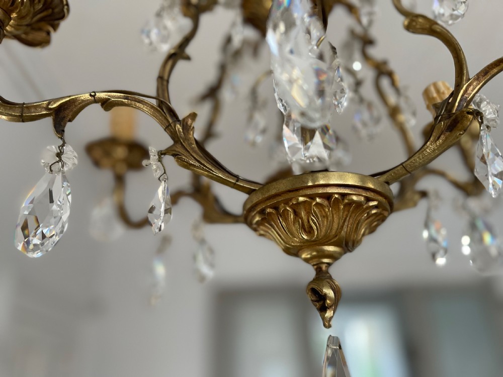 Antique French 6 branch chandelier  View III