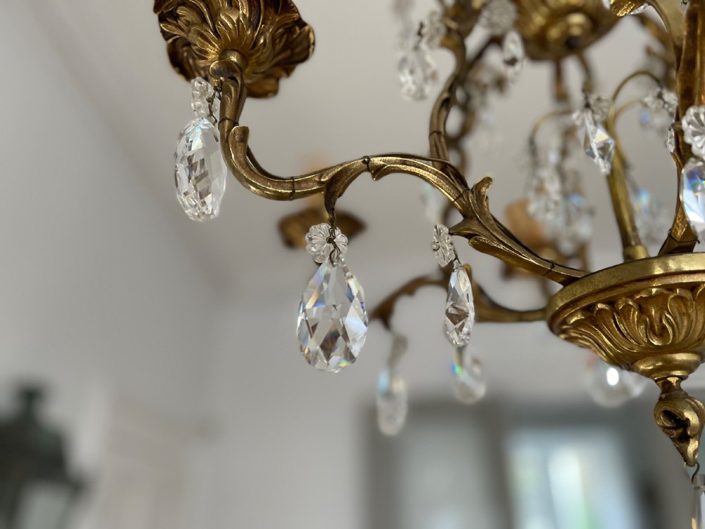 Antique French 6 branch chandelier  View IV