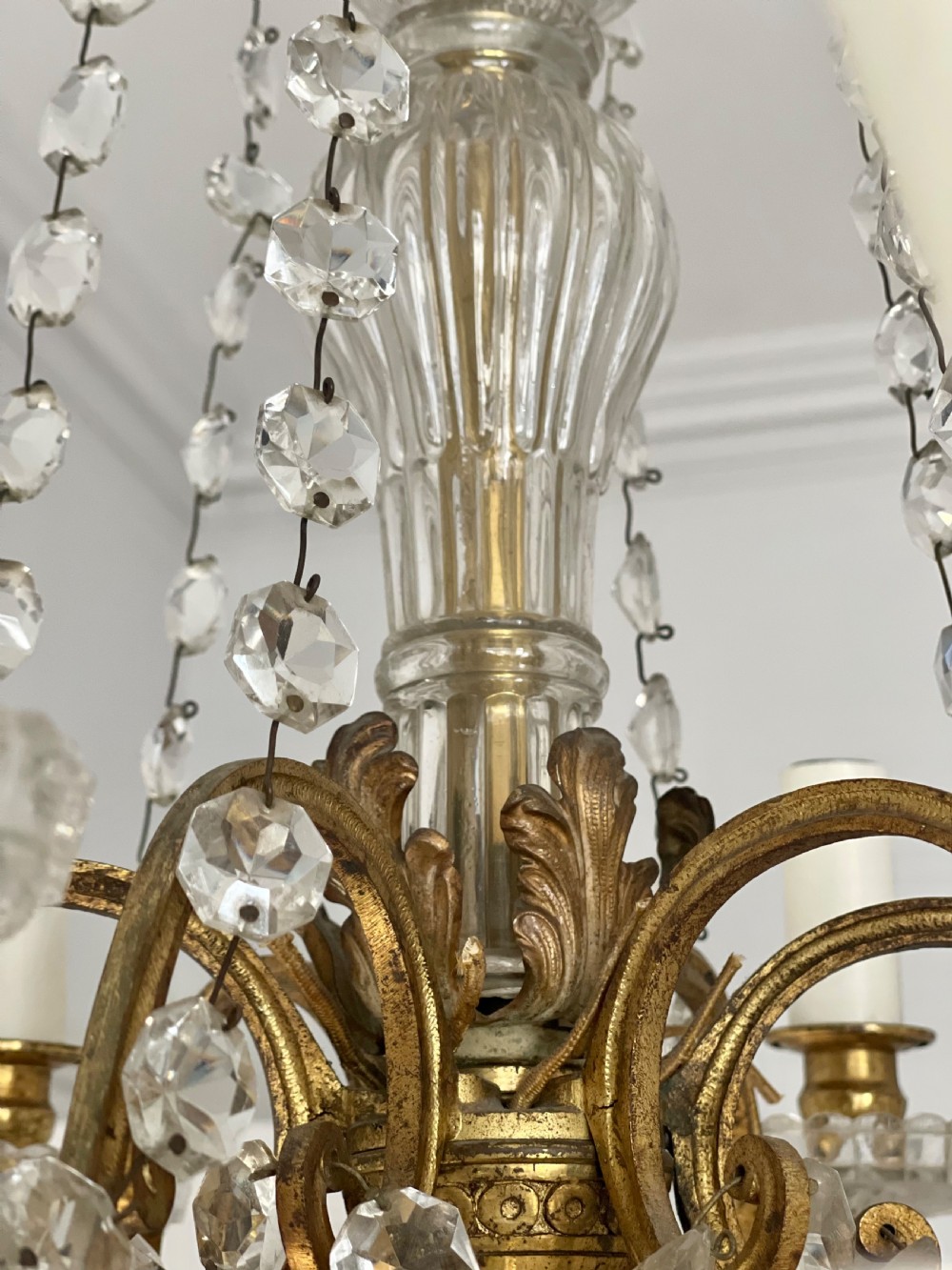19th century French crystal 12 branch chandelier  View VI