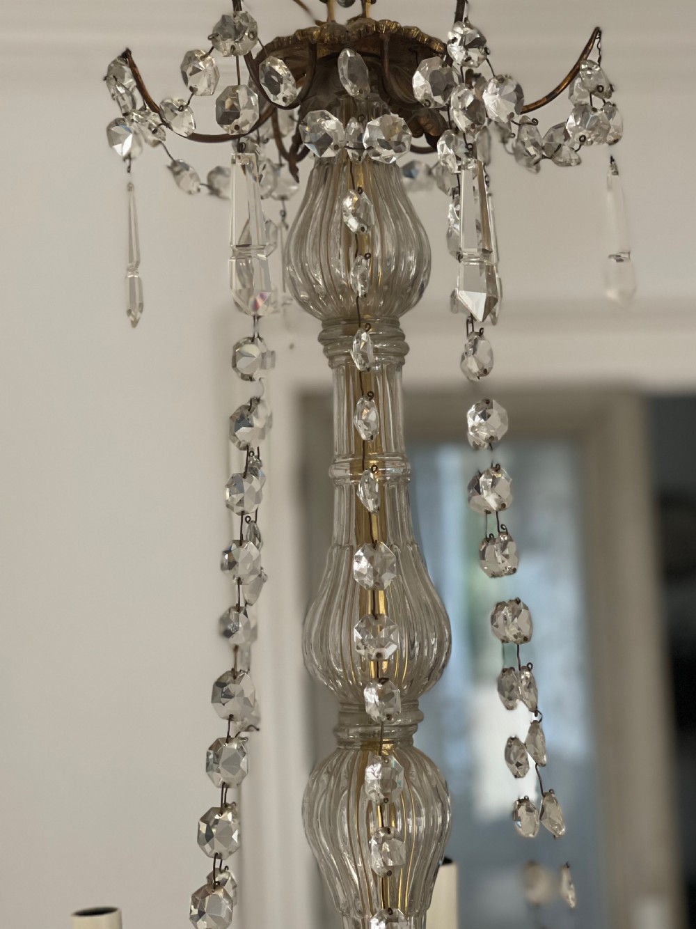 19th century French crystal 12 branch chandelier  View VII