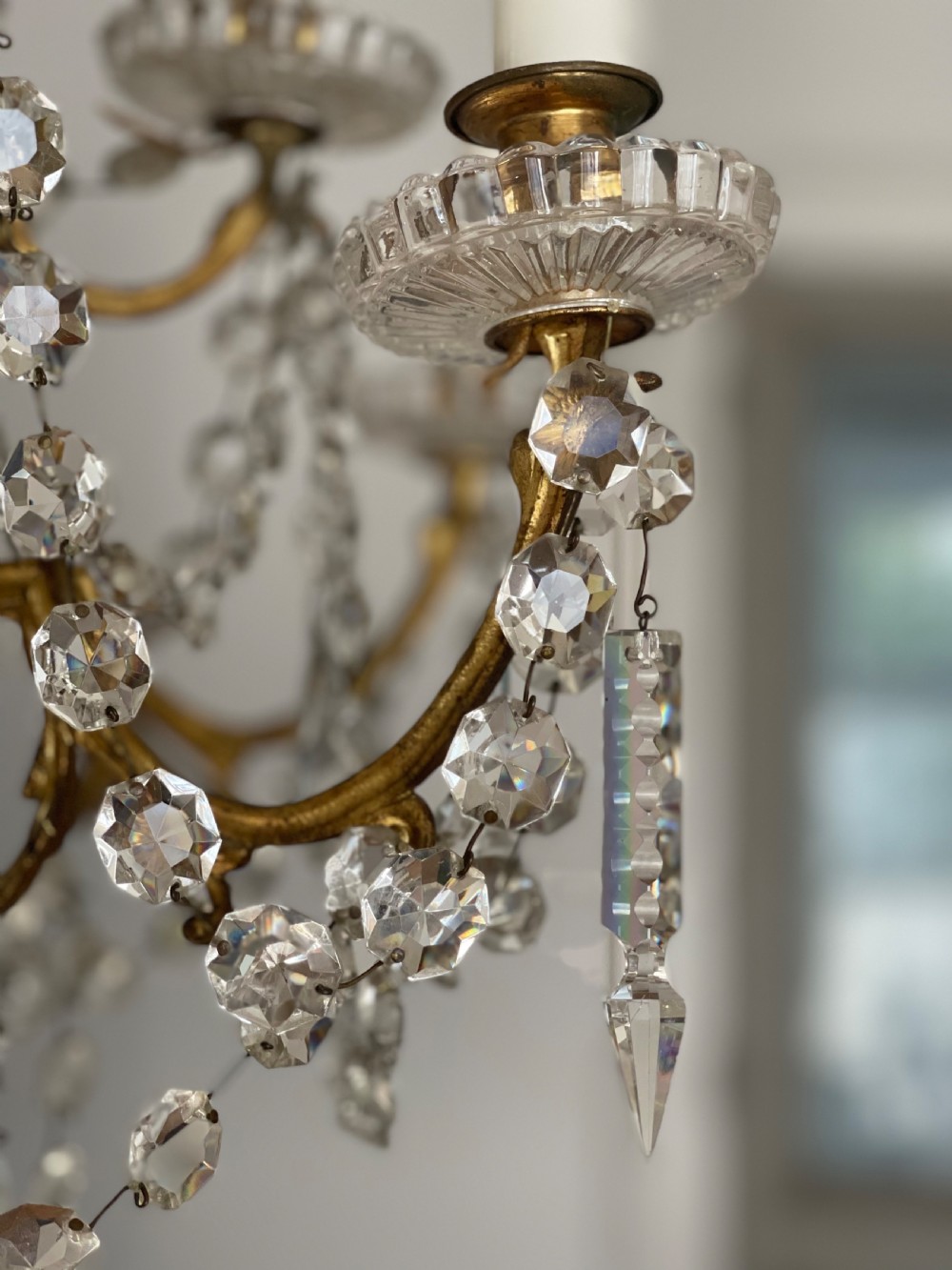 19th century French crystal 12 branch chandelier  View VIII