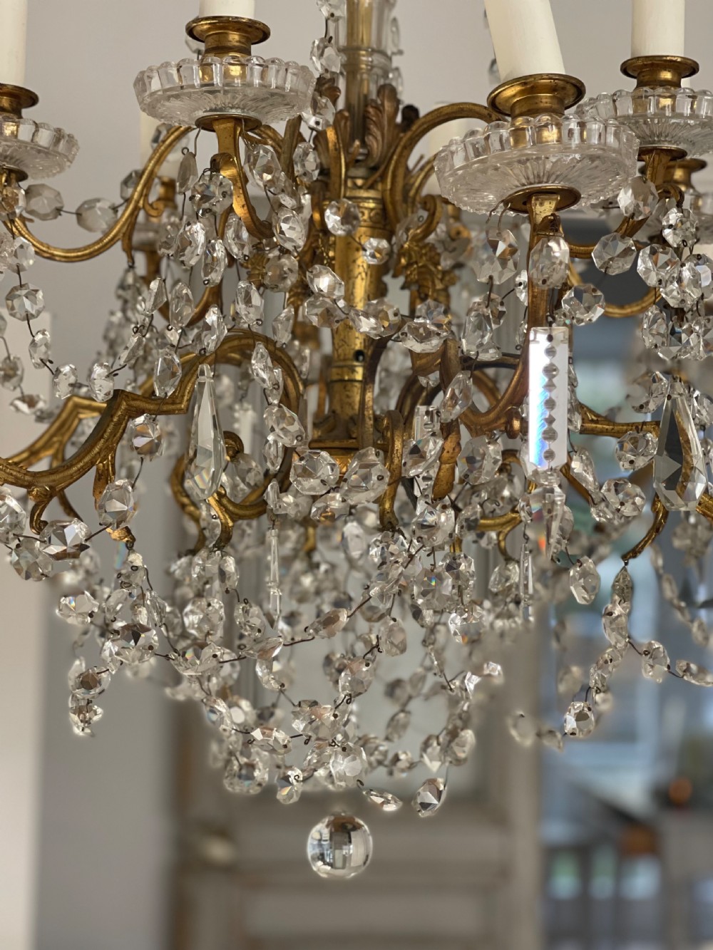 19th century French crystal 12 branch chandelier  View IX