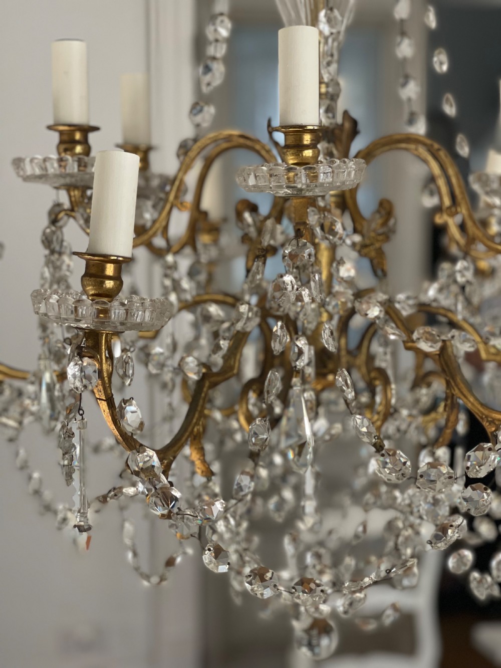 19th century French crystal 12 branch chandelier  View X