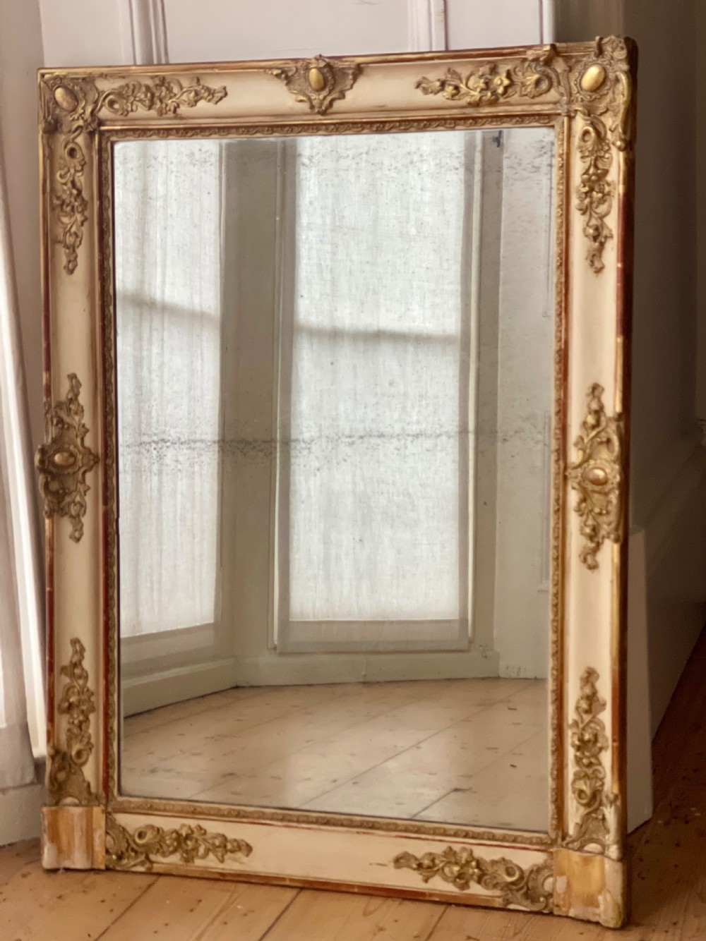 Antique French gilt and gesso Napoléon III mirror View V
