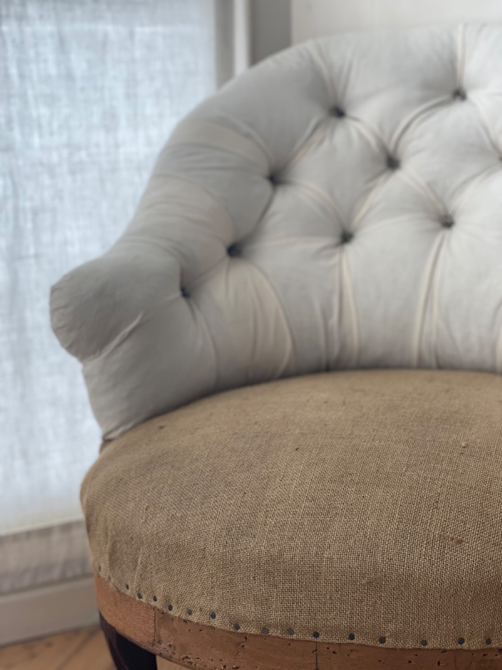19th century French button back chair  View III
