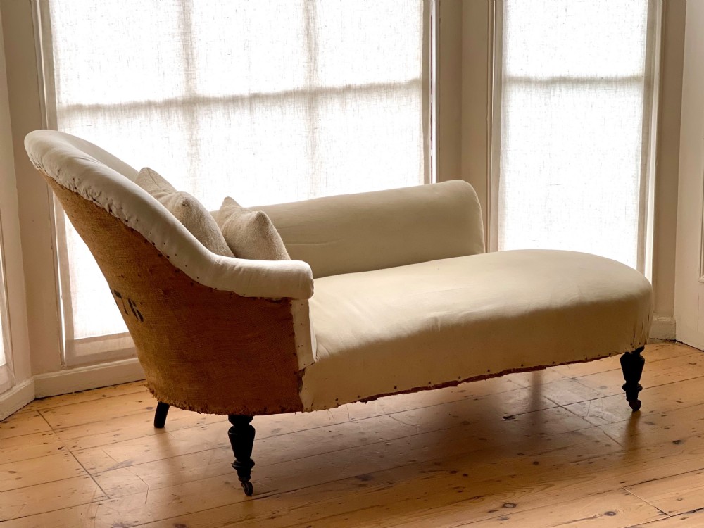 Antique French chaise longue c1870 View III