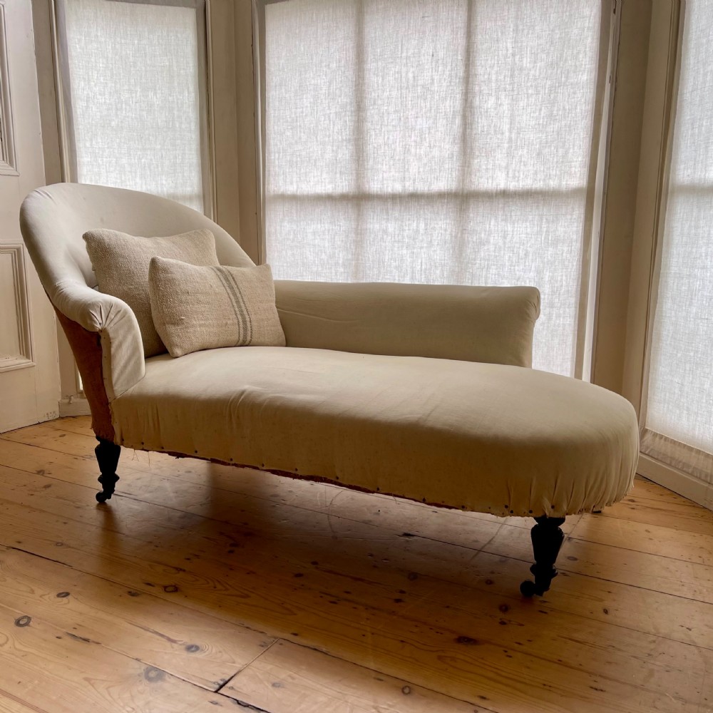 Antique French chaise longue c1870 View V
