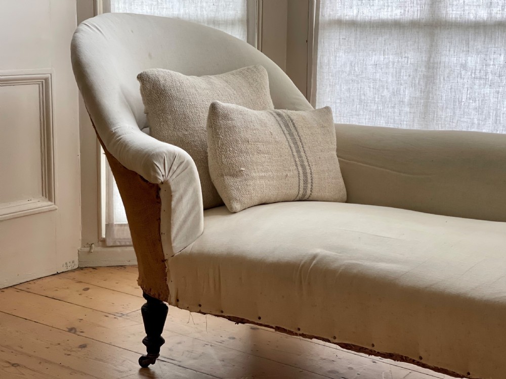 Antique French chaise longue c1870 View VII