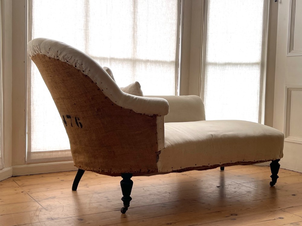 Antique French chaise longue c1870 View VIII
