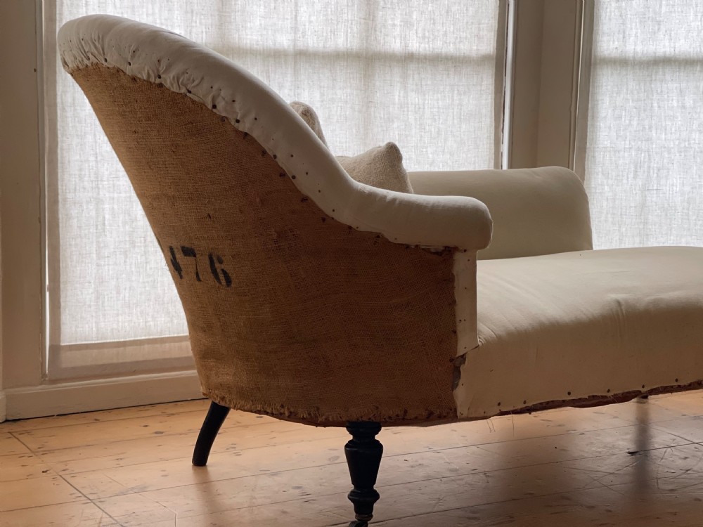 Antique French chaise longue c1870 View X