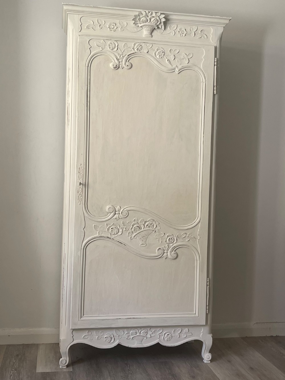 Antique French painted oak cupboard 