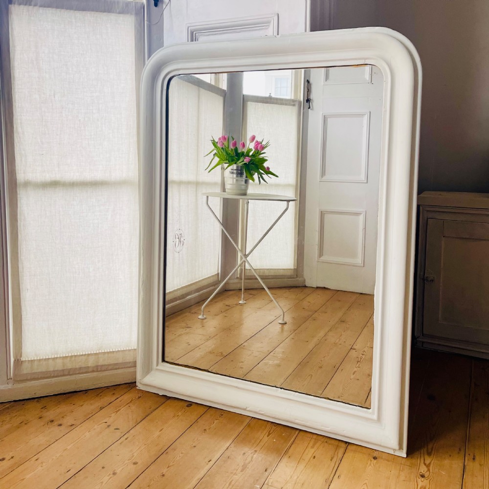 19th century French painted Louis  Philippe mirror - mercury glass View II