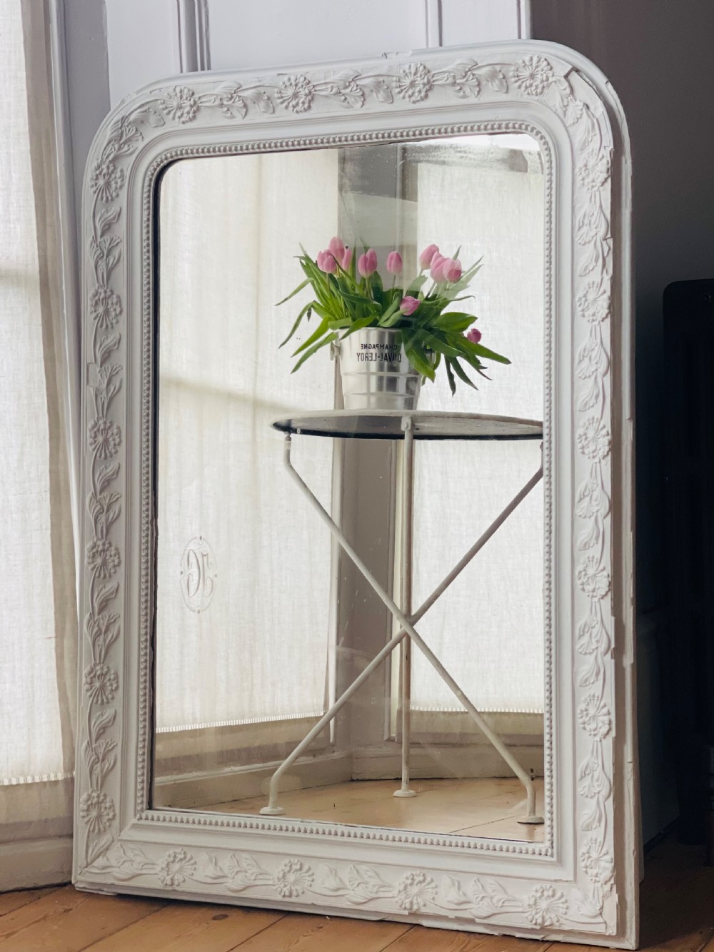 Antique French painted Louis Philippe mirror 