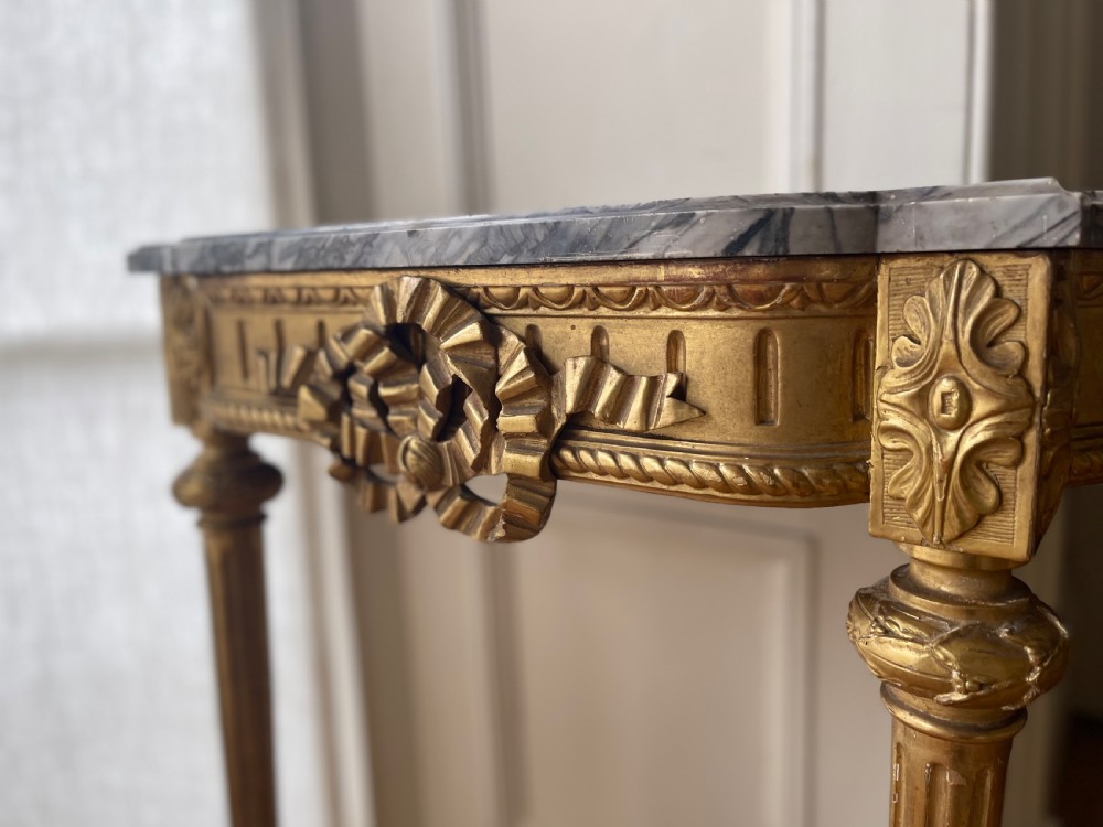 Antique French gilt and marble console  View V
