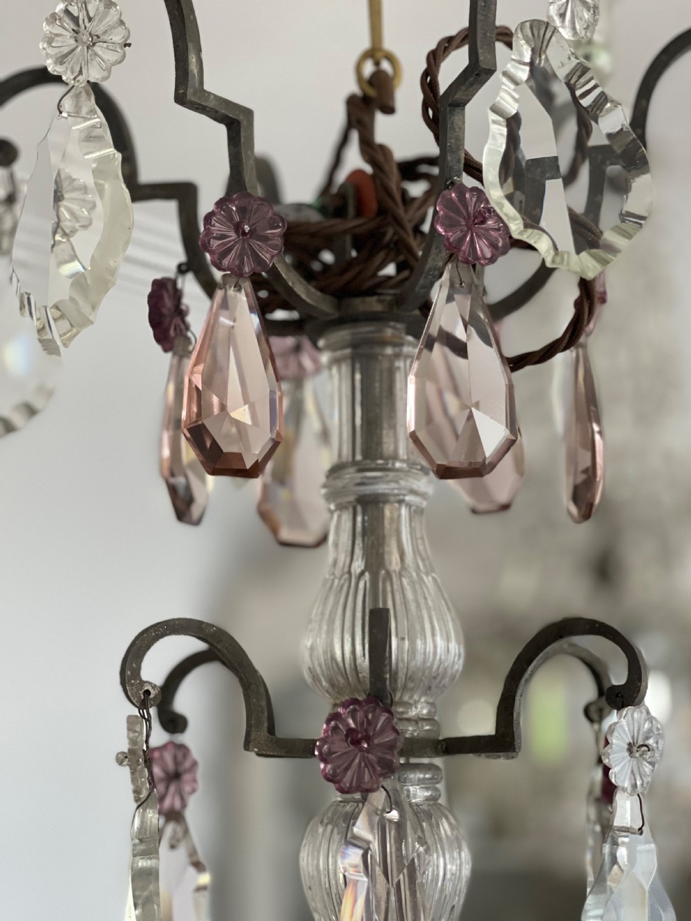 Antique French crystal chandelier - rewired View II